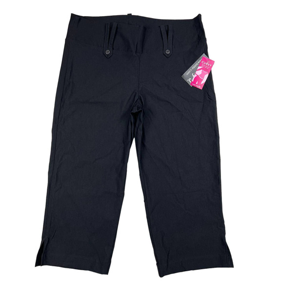 Bobby J Junior Large 11/12 Black Pull On Stretch Curvy Fit Dressy Crop Pants - Picture 1 of 9